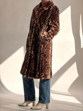 Moda International Faux Fur Long Leopard Print Coat
